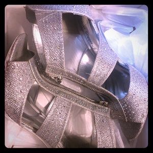 Silver slipper heels